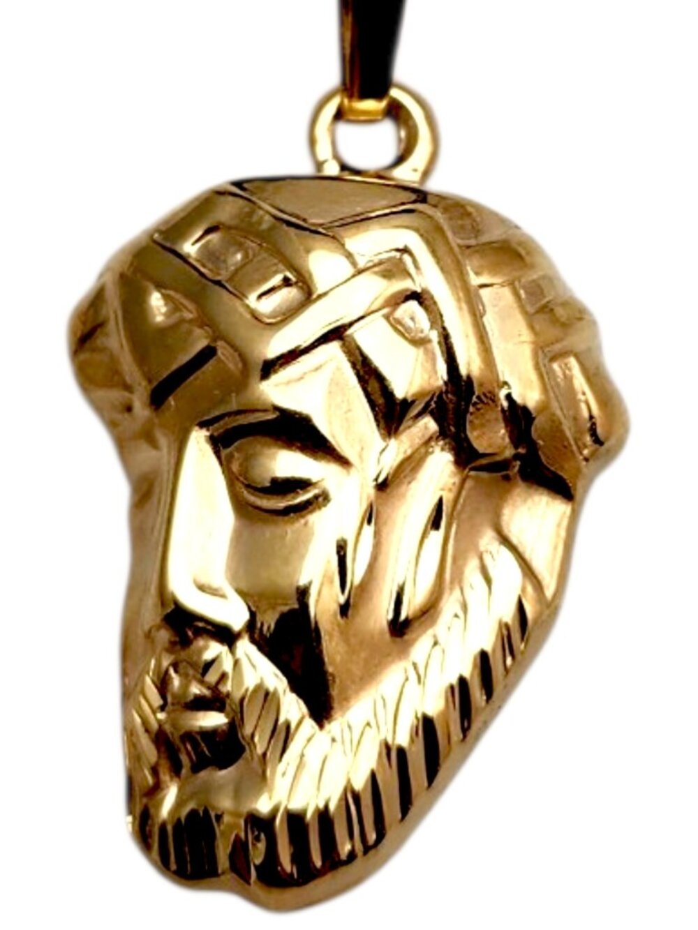14K Yellow Gold Jesus Face of Christ Pendant #25261